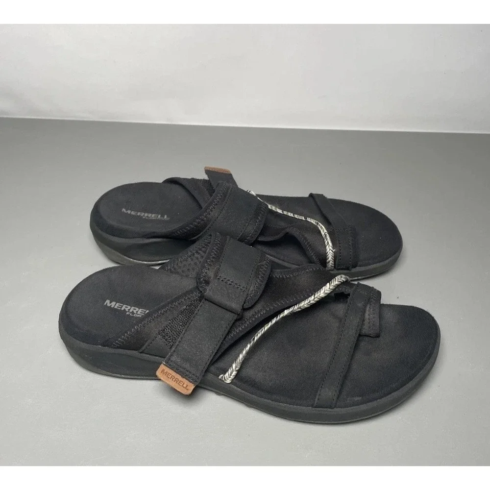 MERRELL Terran 4 Post Wrap Black Slide Sandals Women's Size 9